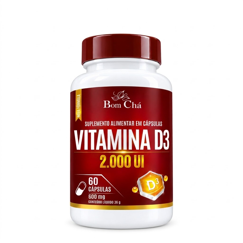 Vitamina D3 600mg 2000ui - Pote 60 cápsulas pó - Bom Chá