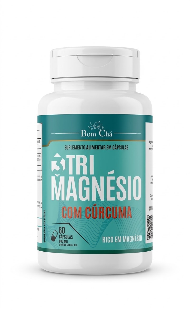 Tri magnésio + Cúrcuma pote 60 cps - Bom Chá