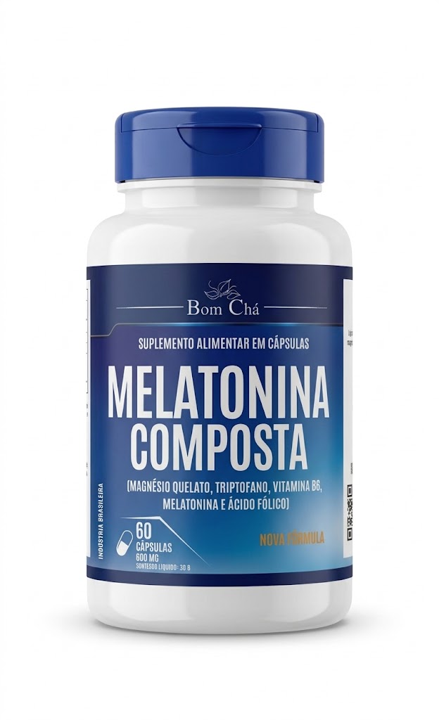 Melatonina Composta Pote 60 - 600 mg - Bom Chá